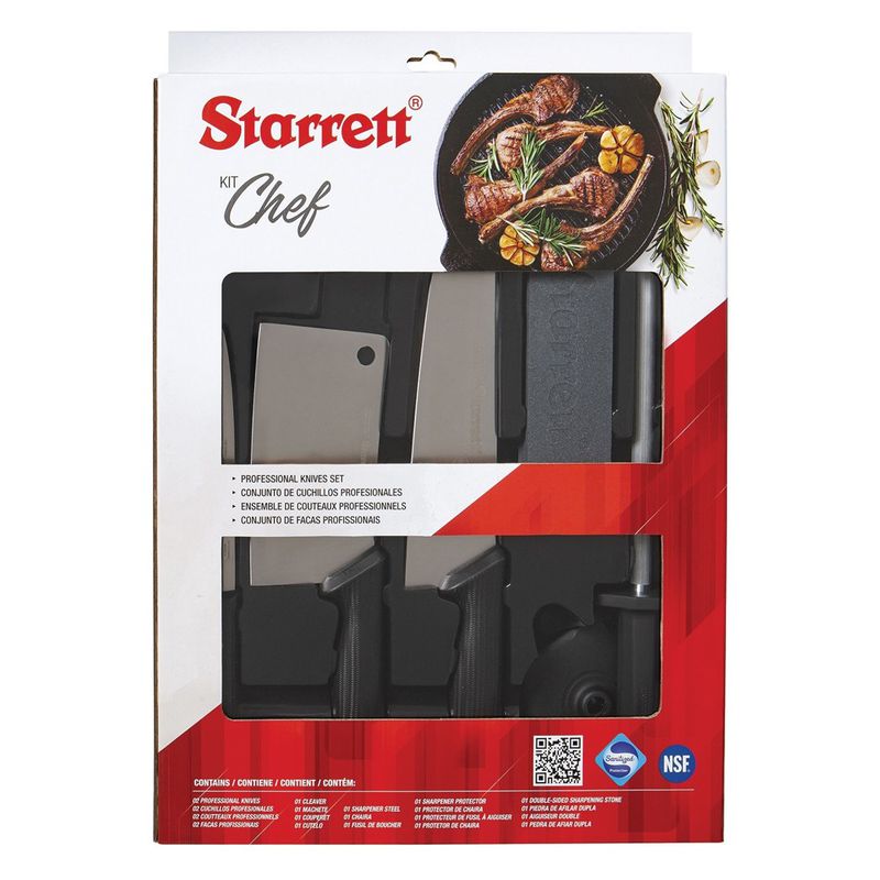 Kit de Facas Chef Com Cutelo Preto 6 Peças (BKK-6B1) - Starrett