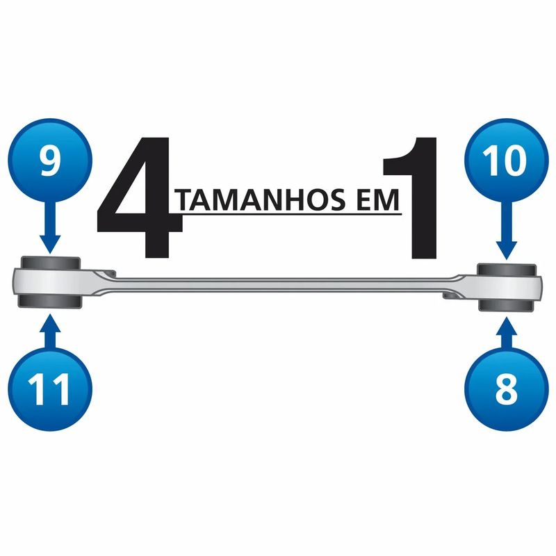 Chave Com Catraca 4 Bocas 16x17x18x19mm (44637/105) - Tramontina Pro