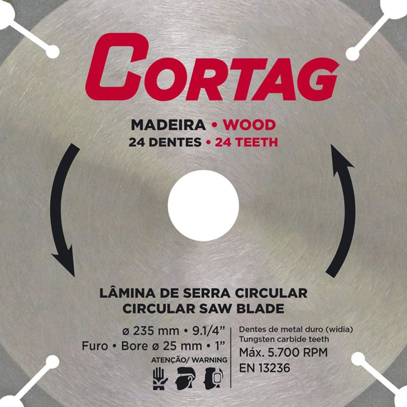 Lâmina de Serra Circular 235mm x 24D (61767) - Cortag