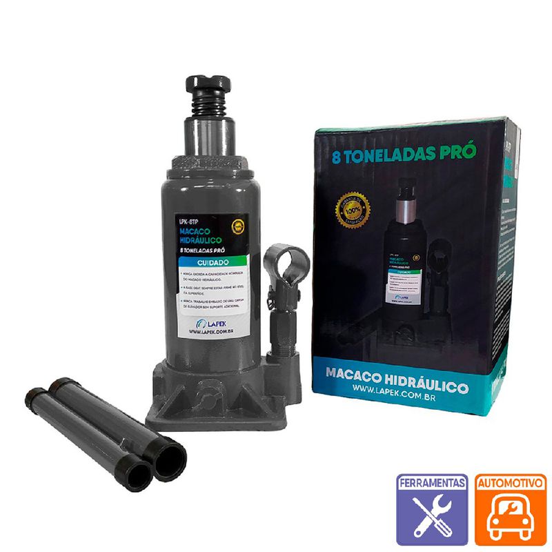 Macaco Hidráulico Pró Tipo Garrafa 8T (LPK-8TP) - Lapek