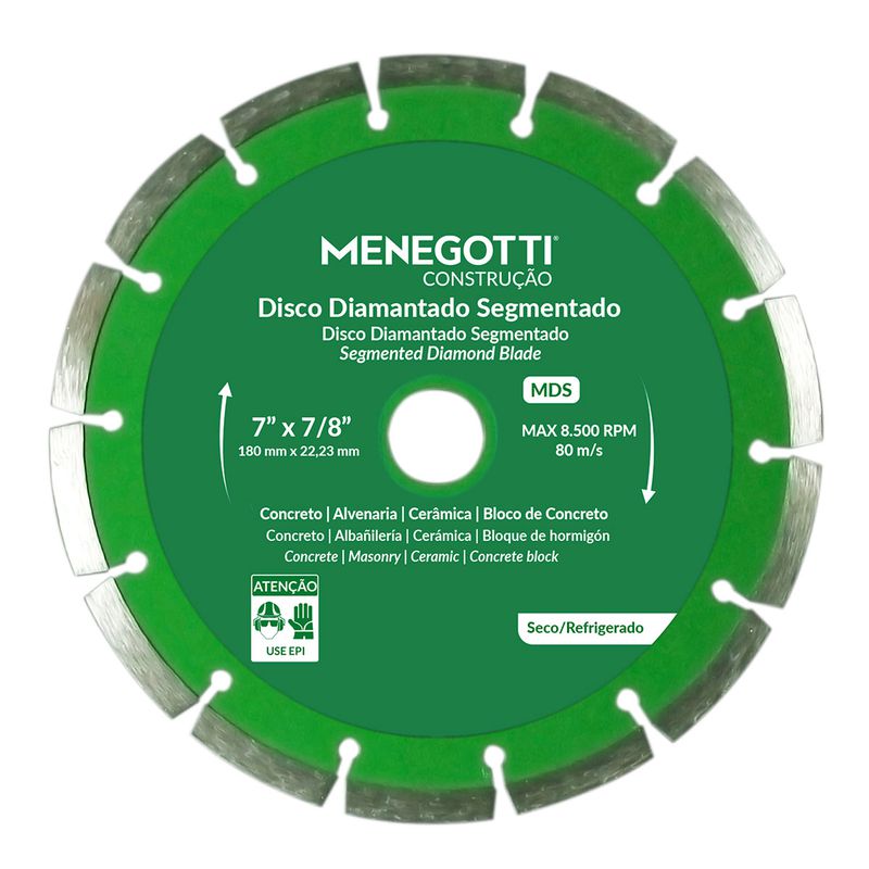 Disco Diamantado Segmentado 180mm MDS (63030102) - Menegotti