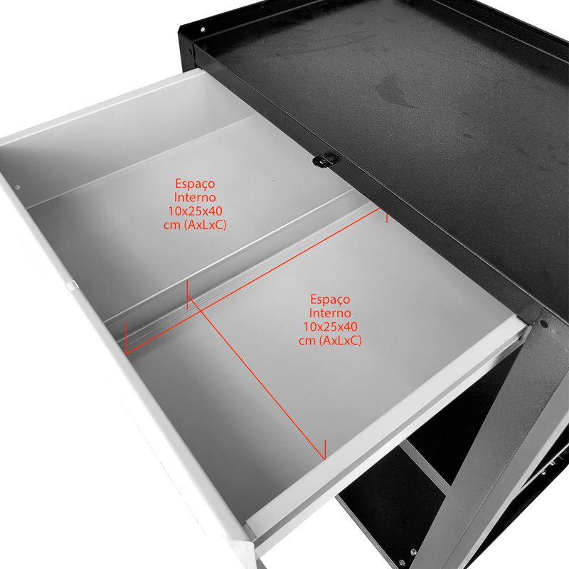 Carrinho Para Ferramentas Aberto Com 1 Gaveta Preto (CS02) - Fercar