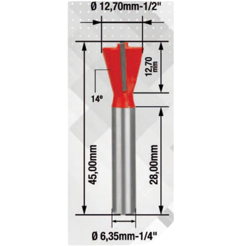 Fresa Para Tupia Rabo de Andorinha 1/2'' x 1/4'' (91,0007) - Rocast