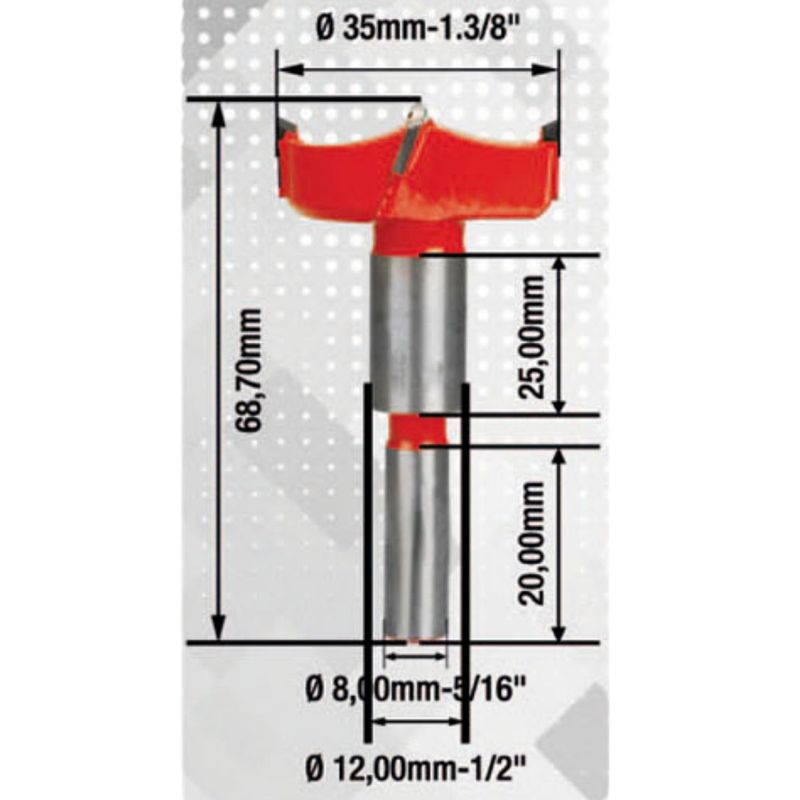 Fresa Para Tupia Tipo Caneco Com 2 Dentes - 35mm (91,0015) - Rocast