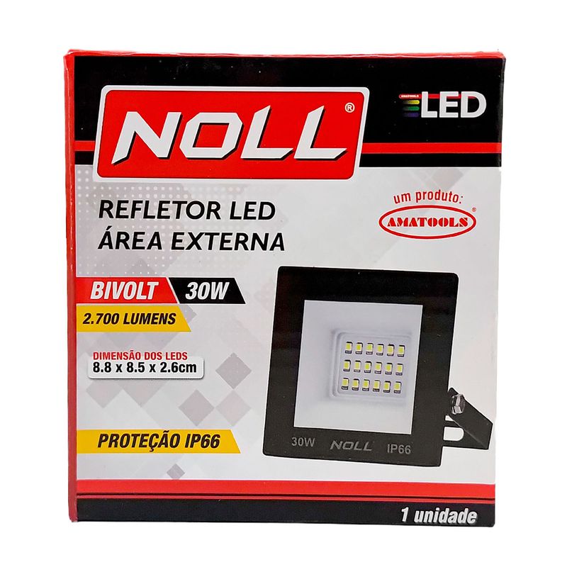 Refletor LED Para Área Externa 30W - 6500K (520,0001) - Noll LED