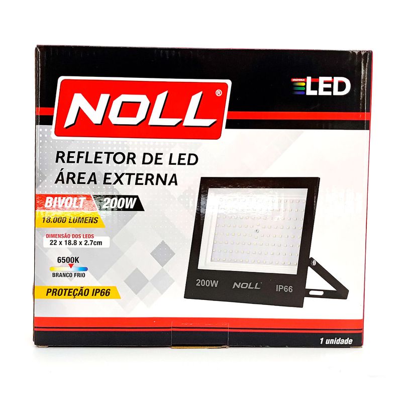Refletor LED Para Área Externa 200W - 6500K (520,0019) - Noll LED