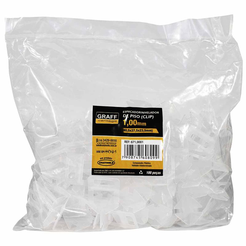 Espaçador Para Nivelador Clip 1,0mm Com 100 Unidades (671,0001) - Graff Vantage