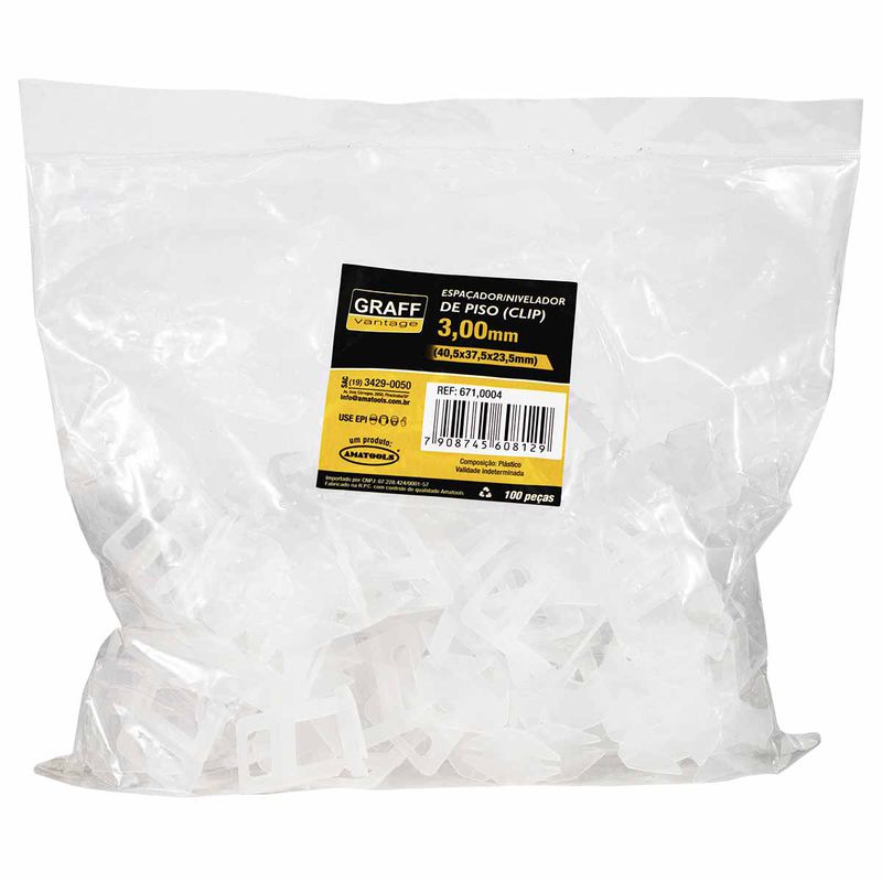 Espaçador Para Nivelador Clip 3,0mm Com 100 Unidades (671,0004) - Graff Vantage