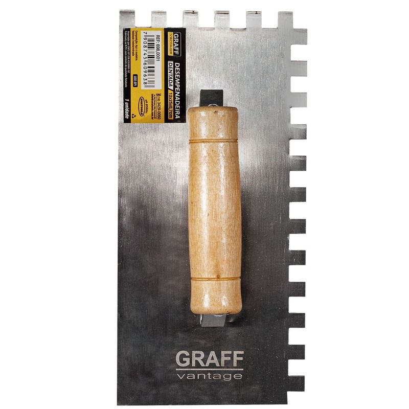 Desempenadeira Dentada Com Cabo de Madeira (698,0001) - Graff Vantage