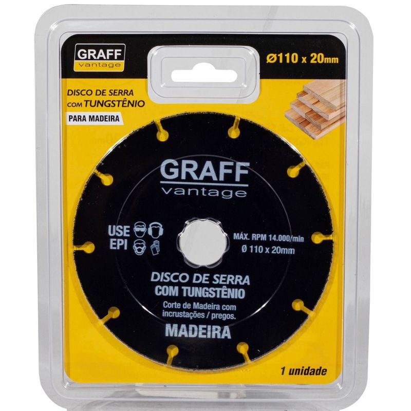 Disco de Serra Com Tungstênio Para Madeira 110 x 20mm (706,0001) - Graff Vantage