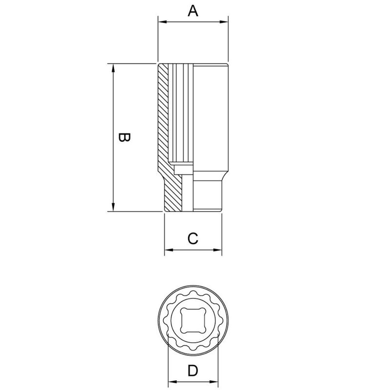 Soquete Estriado Longo 1/2'' x 15mm (44829/115) - Tramontina Pro