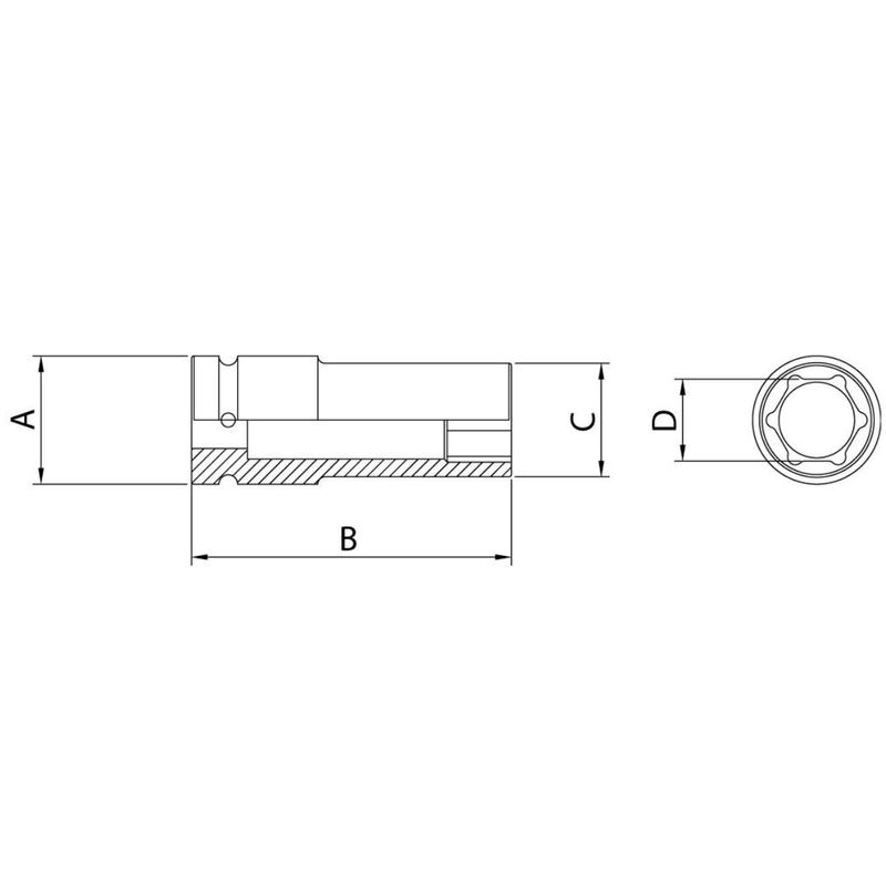 Soquete de Impacto Sextavado Longo 1/4'' x 8mm (44883/108) - Tramontina Pro