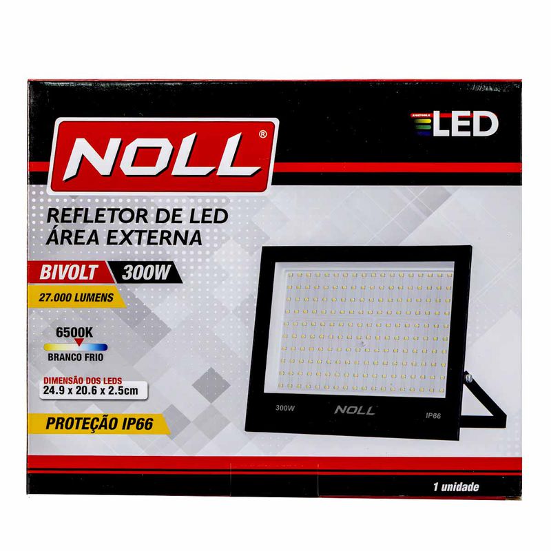 Refletor LED Para Área Externa 300W - 6500K (520,0020) - Noll LED,
