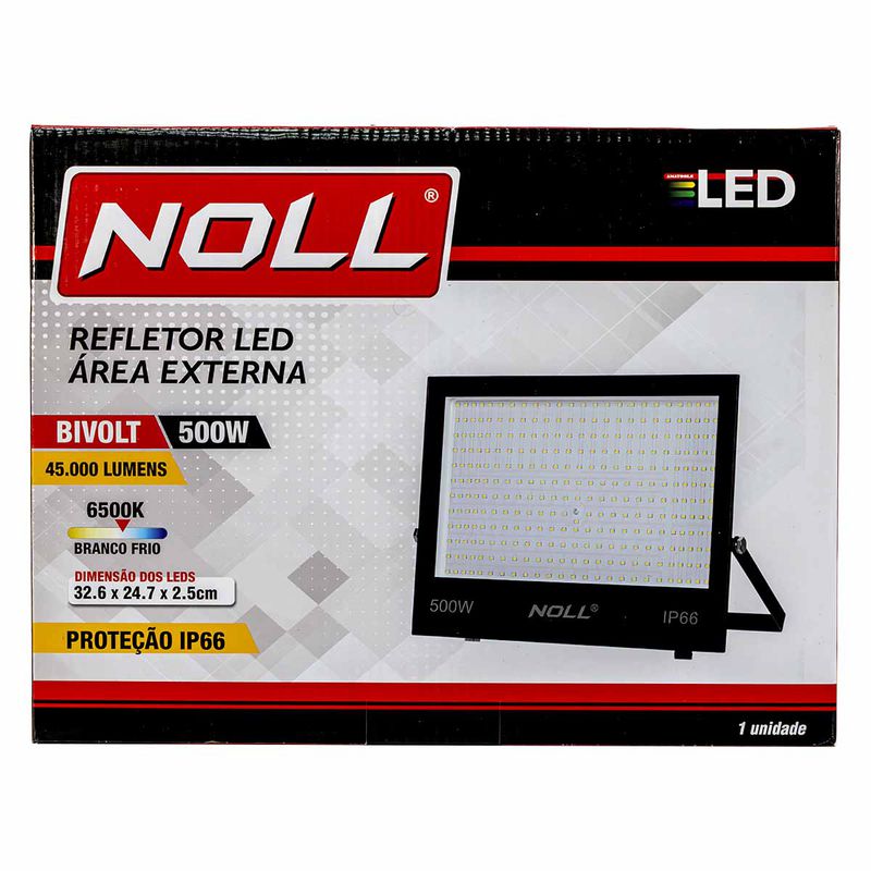 Refletor LED Para Área Externa 500W - 6500K (520,0060) - Noll LED
