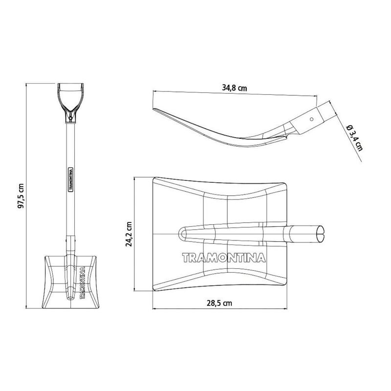 Pá Quadrada em Aço Com Cabo de Madeira 71cm (77464/434) - Tramontina