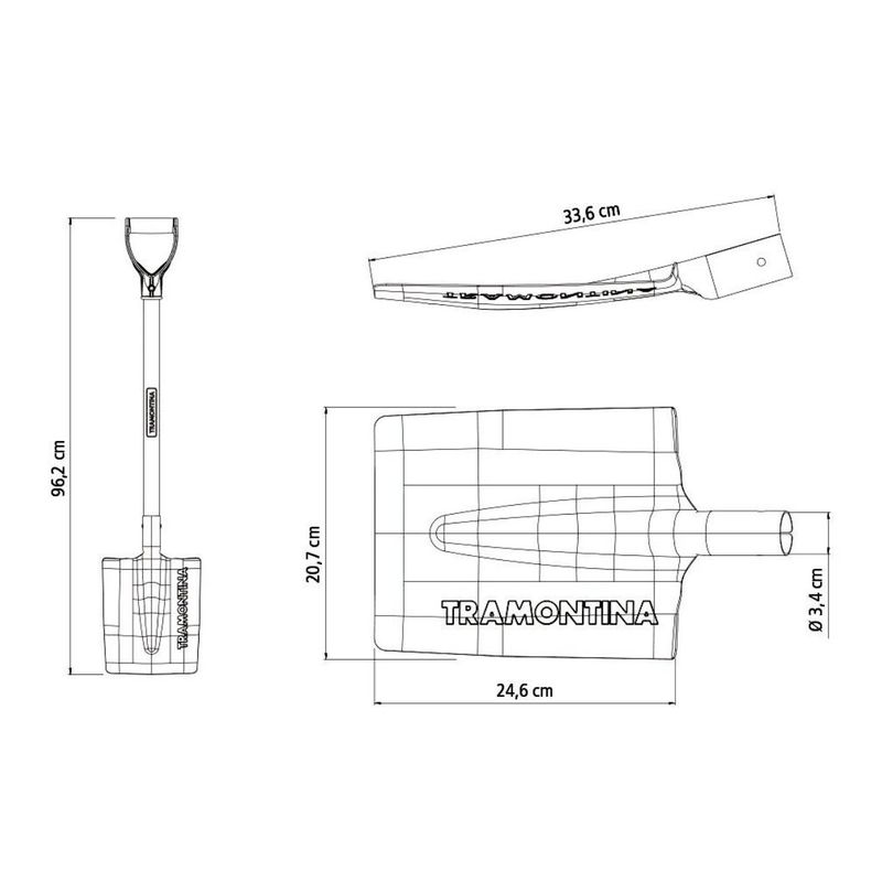 Vanga Quadrada em Aço Com Cabo de Madeira 71cm (77400/424) - Tramontina