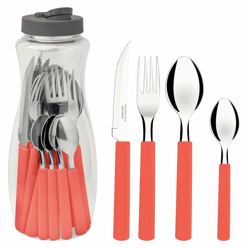 Faqueiro Gamboa em Inox Com 16 Peças Vermelho (23197/700) - Tramontina