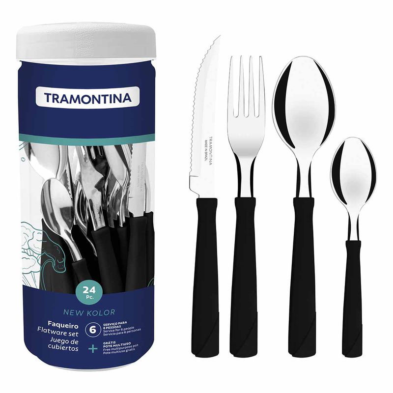 Faqueiro New Kolor em Inox Com 24 Peças Preto (23198/093) - Tramontina