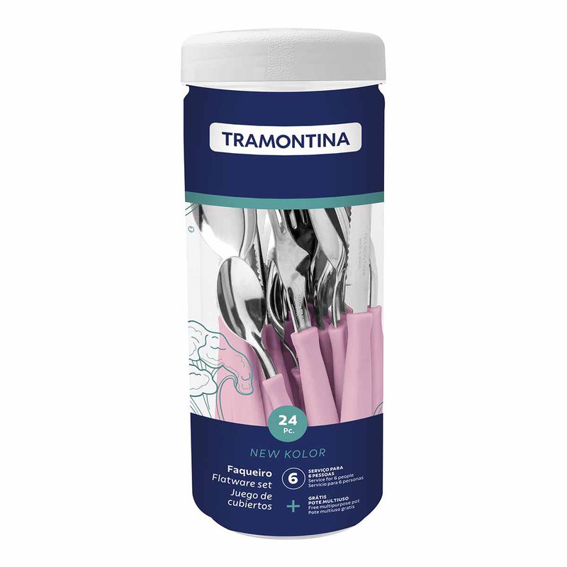 Faqueiro New Kolor em Inox Com 24 Peças Rosa (23198/593) - Tramontina