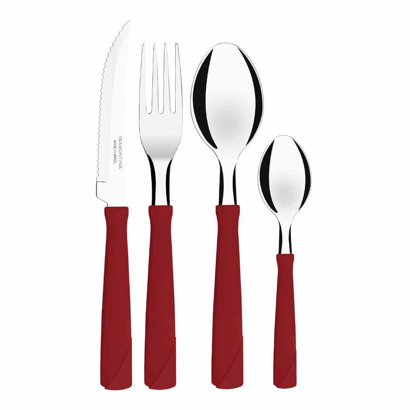 Faqueiro New Kolor em Inox Com 24 Peças Vermelho (23198/793) - Tramontina