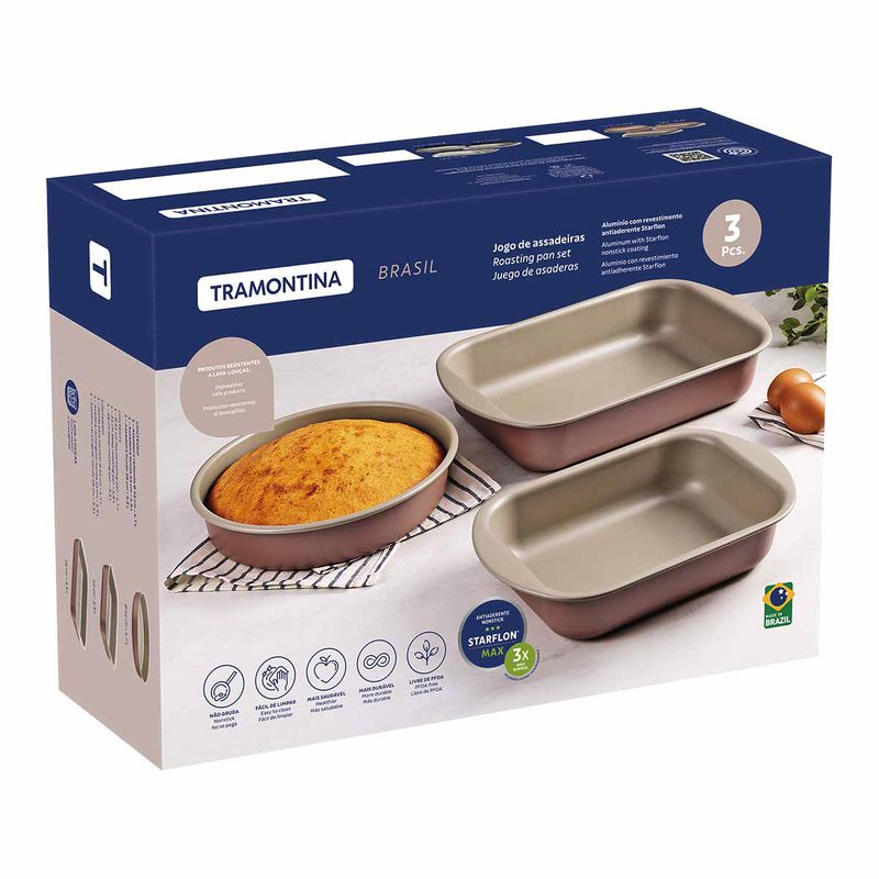 Jogo de Assadeiras Brasil em Alumínio Antiaderente Preto Com 3 Peças (20099/090) - Tramontina