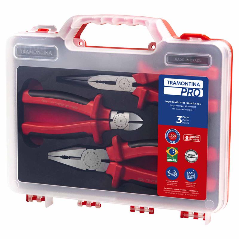 Jogo de Alicates Isolados IEC Com 3 Peças (44347/223) - Tramontina Pro