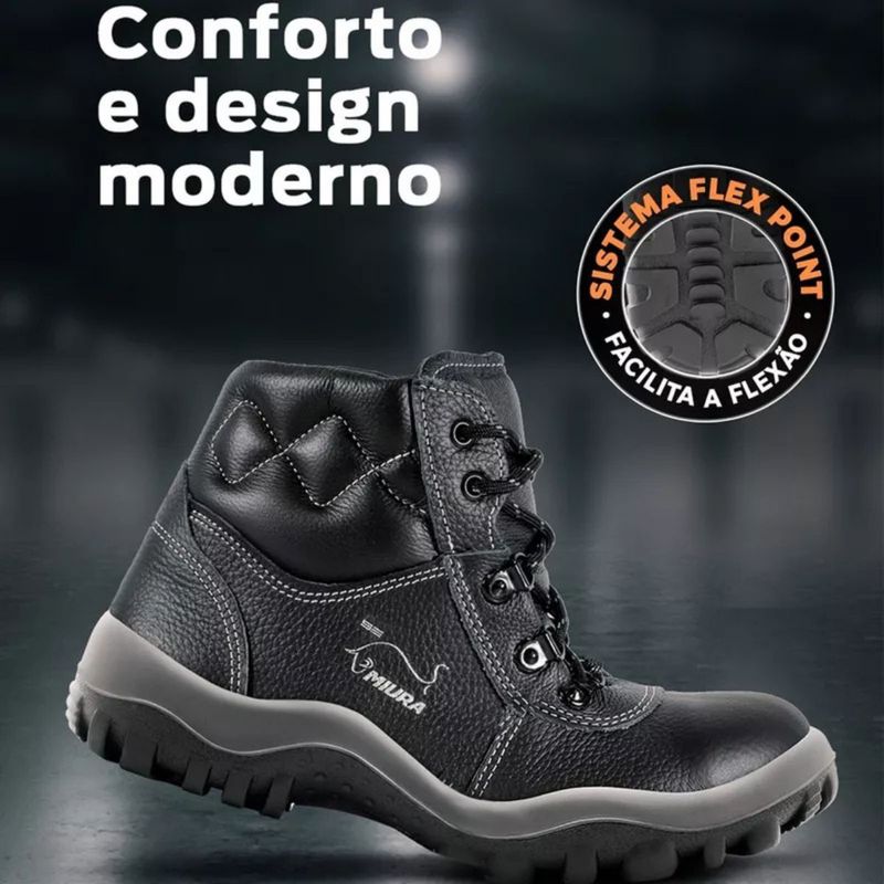 Botina Gran Luxo Preta Com Biqueira Composite (4857GL/EL/IP) - Safetline