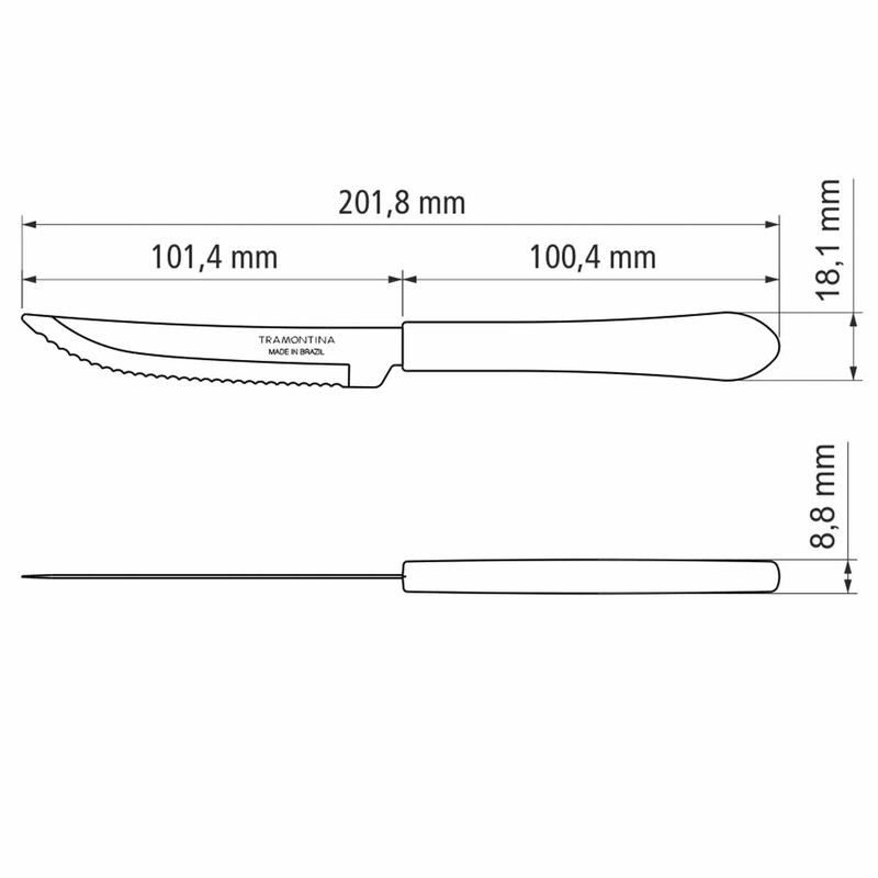 Jogo de Facas Para Churrasco Leme Preto Com 3 Peças (23180/304) - Tramontina