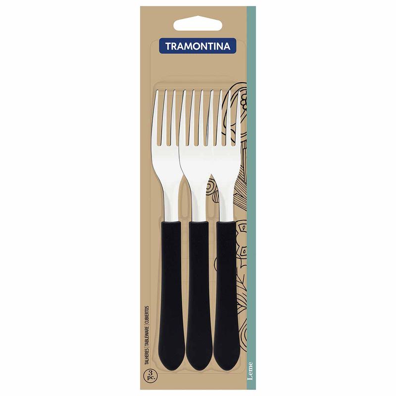 Jogo de Garfos de Mesa Leme Preto Com 3 Peças (23182/300) - Tramontina