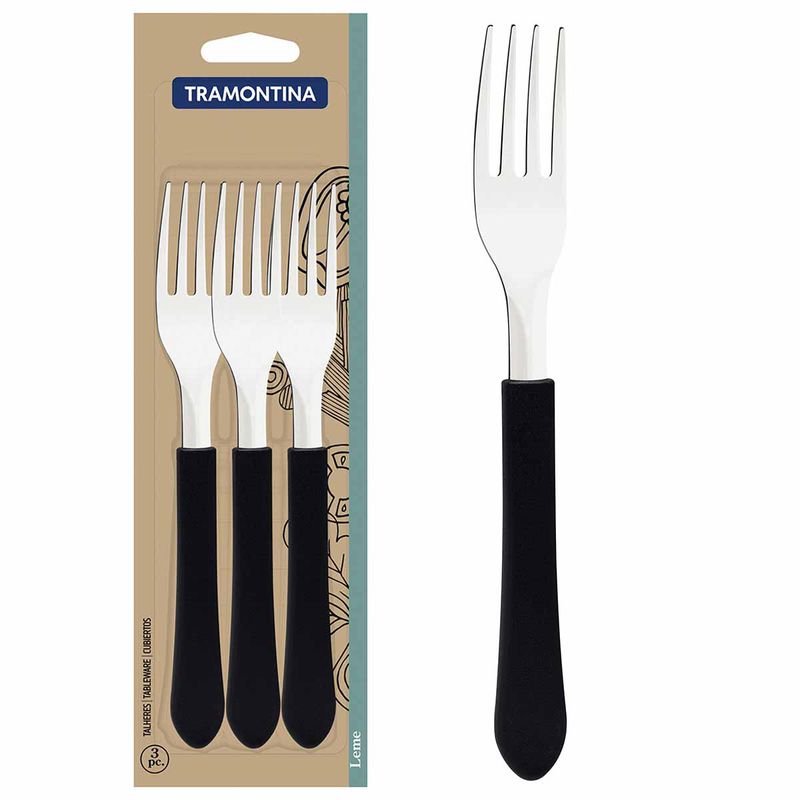 Jogo de Garfos de Mesa Leme Preto Com 3 Peças (23182/300) - Tramontina