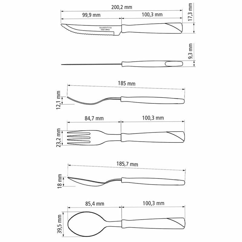 Faqueiro New Kolor em Alumínio Preto Com 3 Peças (23199/069) - Tramontina