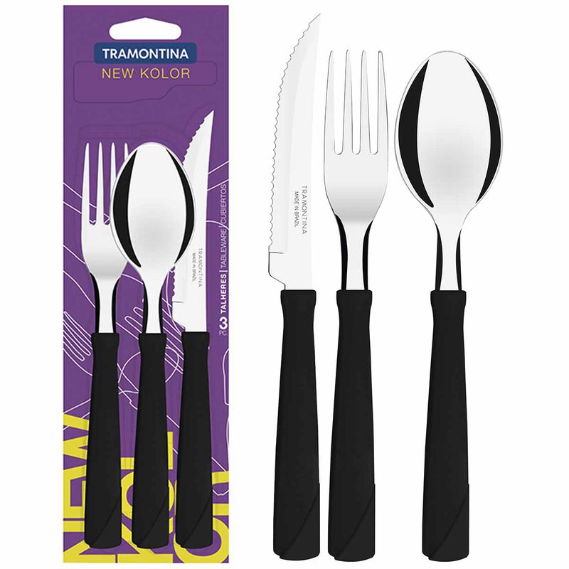 Faqueiro New Kolor em Alumínio Preto Com 3 Peças (23199/069) - Tramontina