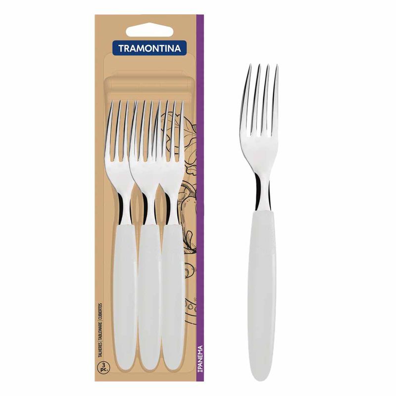 Jogo de Garfos de Mesa Ipanema Branco Com 3 Peças (23362/380) - Tramontina