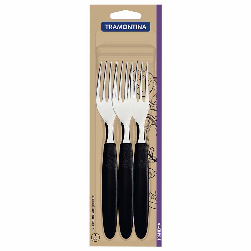 Jogo de Garfos de Mesa Ipanema Preto Com 3 Unidades (23362/300) - Tramontina