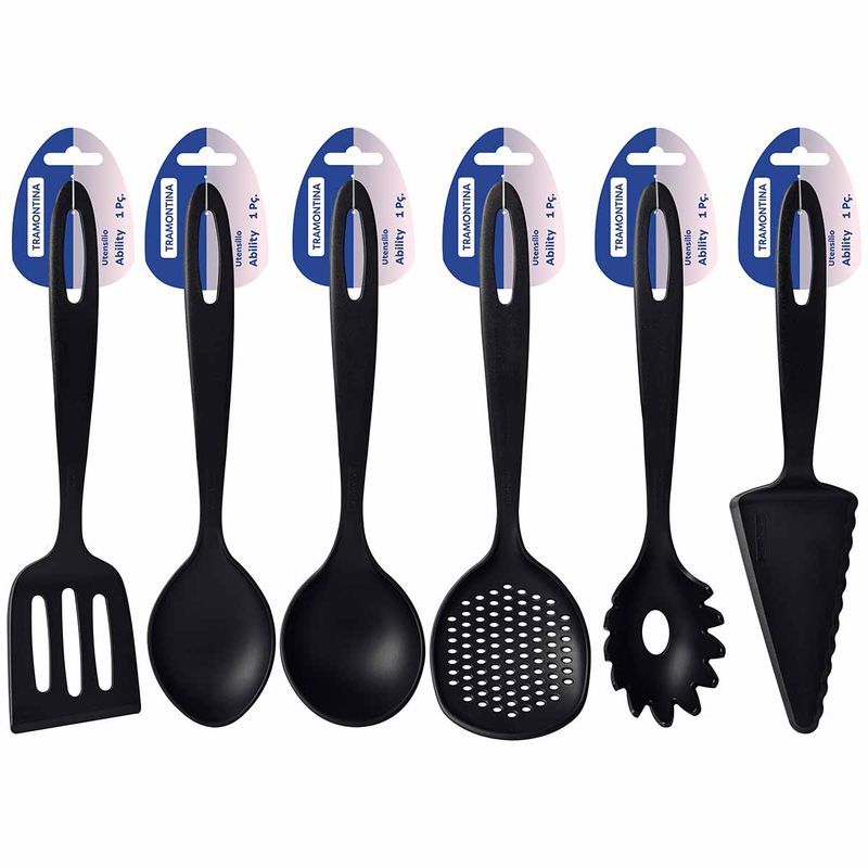 Jogo de Utensílios Ability em Nylon Preto Com 6 Peças (25199/013) - Tramontina
