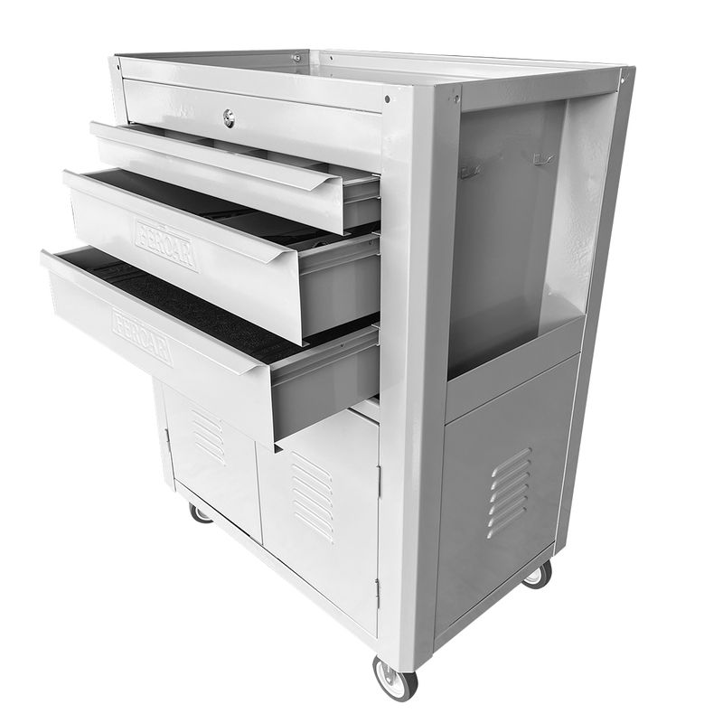 Carrinho Para Ferramentas Cinza Com 3 Gavetas + Jogo de Ferramentas 7 Peças - Fercar