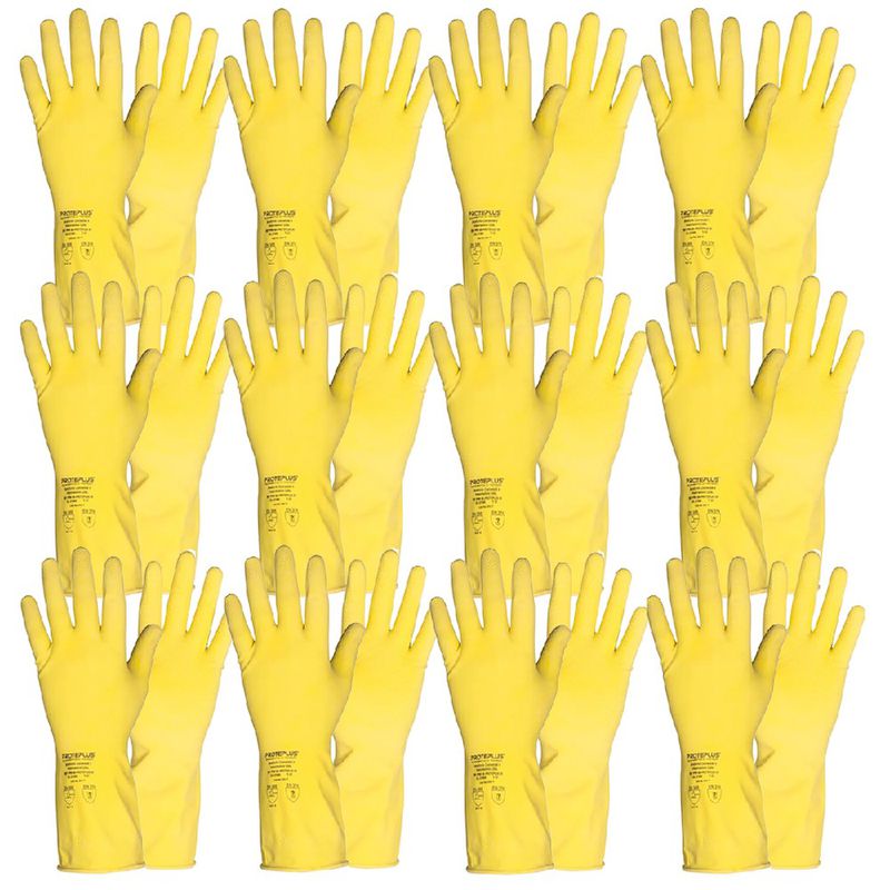 Luva Látex Amarela PPM08 Tamanho 10 Com 12 Unidades (292,0008) - Proteplus