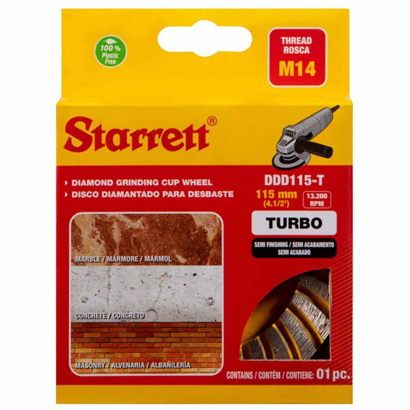 Disco Diamantado Para Desbaste Turbo 115mm x M14 (DDD115-T ) - Starrett