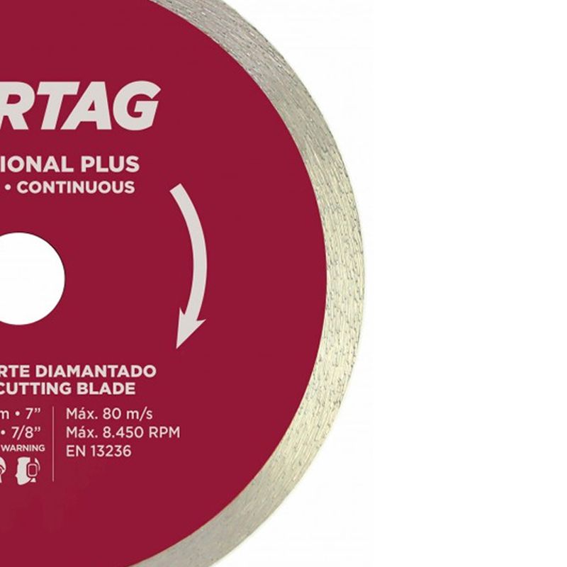 Disco de Corte Diamantado Profissional Plus 180mm 8.450rpm - Cortag