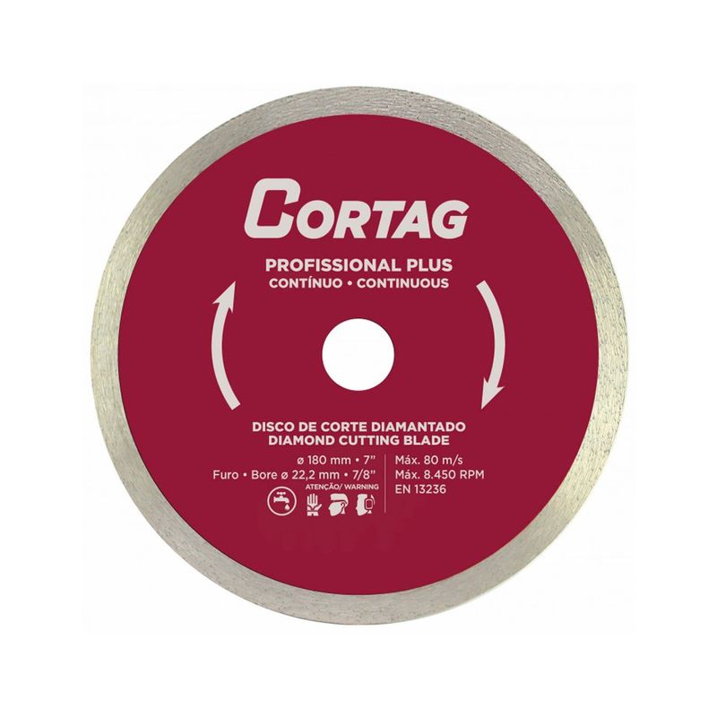 Disco de Corte Diamantado Profissional Plus 180mm 8.450rpm - Cortag
