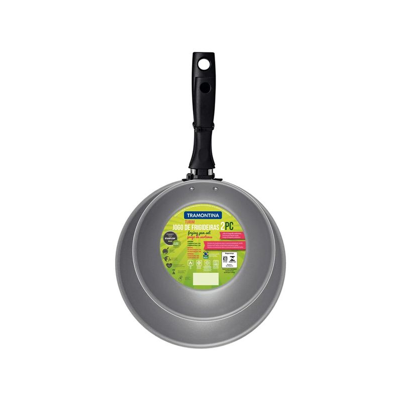 Jogo de Frigideiras Turim Antiaderente em Alumínio Chumbo 2 Peças - Tramontina 