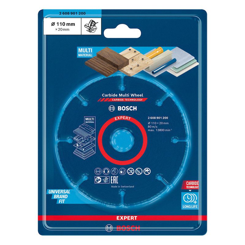 Disco de Corte EXPERT Carbide Multi Wheel 110 mm x 20 mm - Bosch