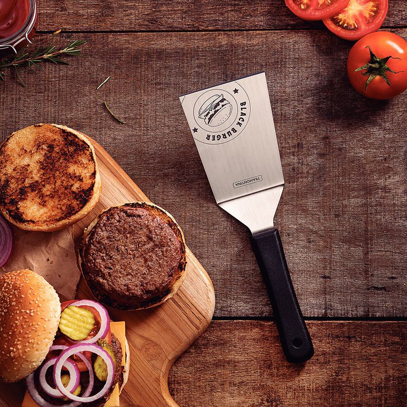 Espátula Black Burger em Aço Inox e Cabo Polipropileno Preto 6'' - Tramontina 
