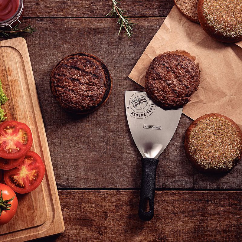 Espátula Black Burger em Aço Inox e Cabo de Polipropileno Preto 4'' - Tramontina 