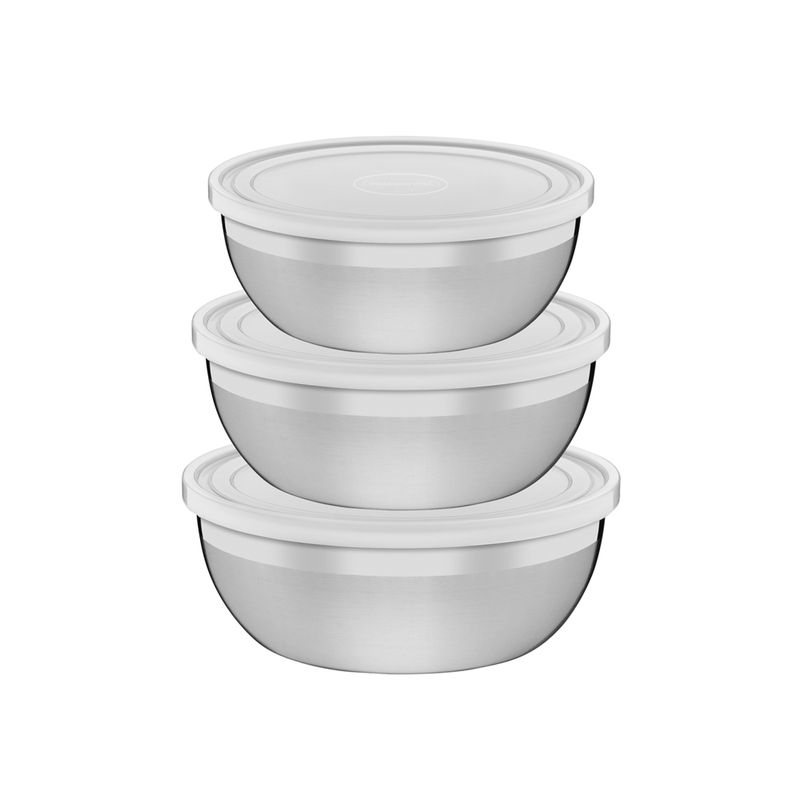 Jogo de Potes Freezinox em Aço Inox e Tampa Plástica 3 Peças - Tramontina