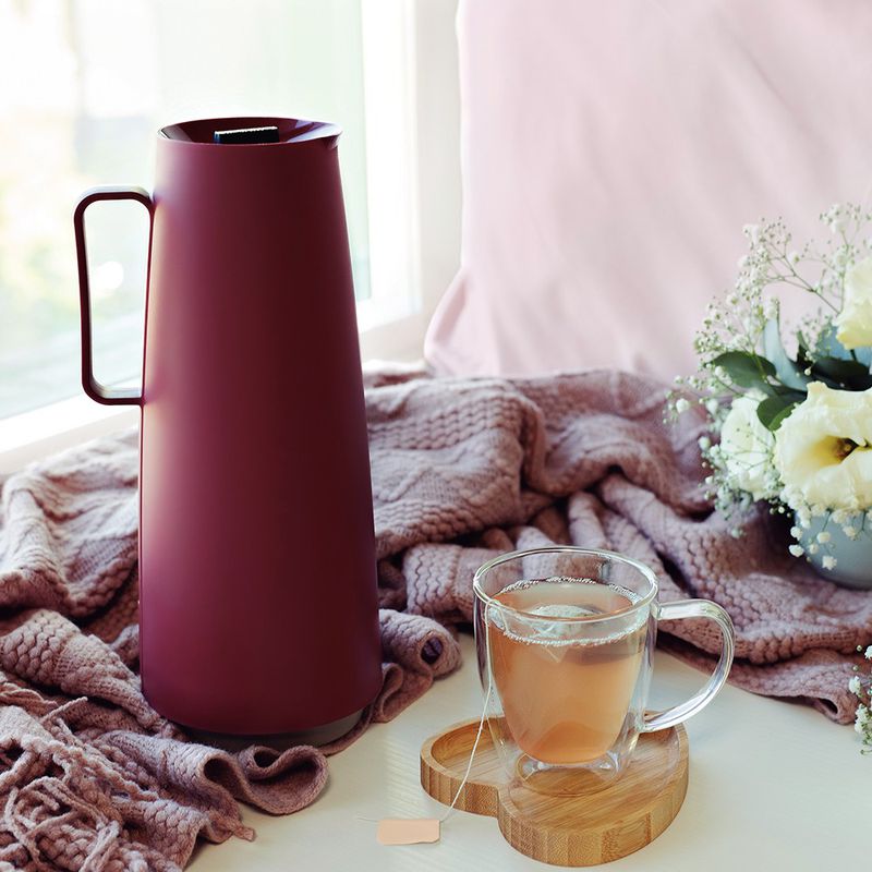 Bule Térmico Exata em Plástico Vermelho com Ampola de Vidro 1L - Tramontina 