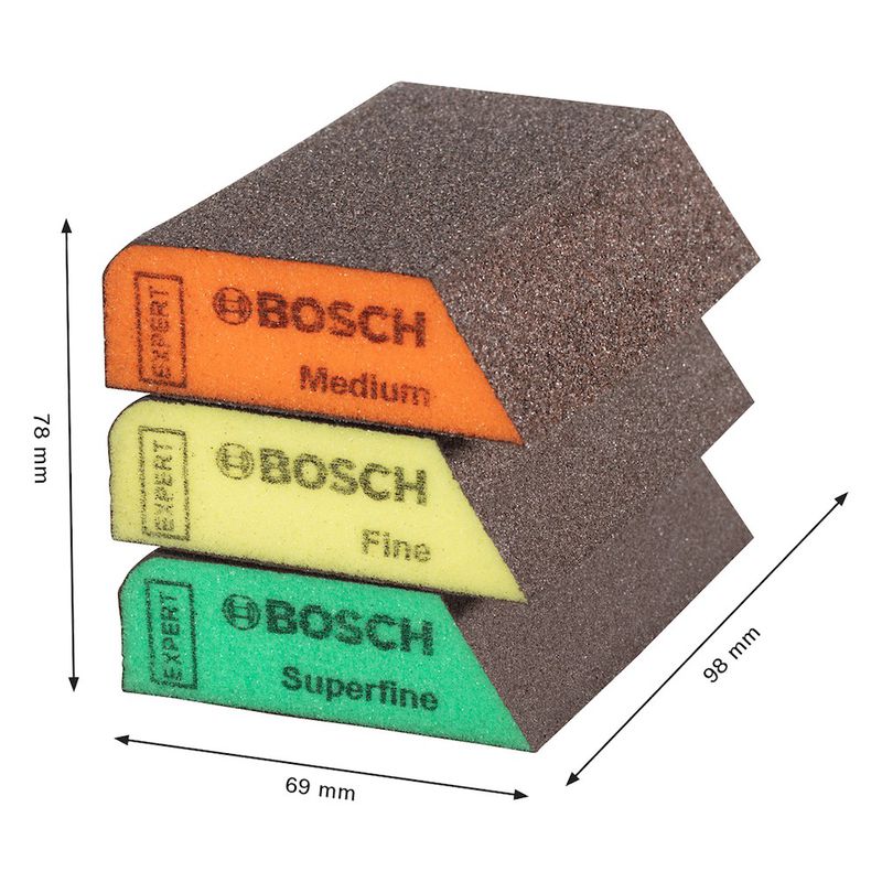 Jogo Esponja Abrasiva Bosch EXPERT S470, 3 esponjas