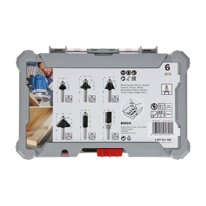 Jogo de fresas Bosch Standard encaixe de 6 mm 6 peças