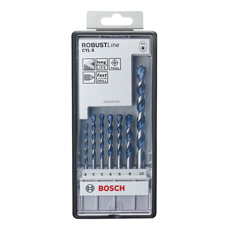 Jogo de Broca Para Concreto Bosch CYL-5 Ø4-5-5-6-6-8-10 mm