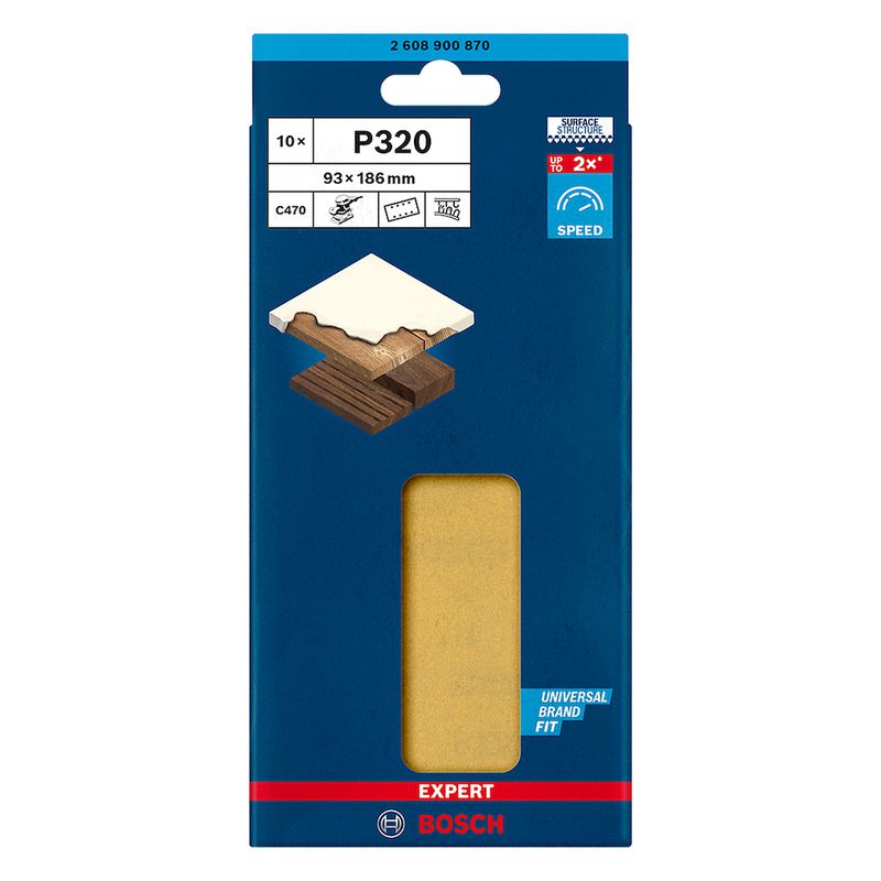Folhas de lixa EXPERT C470 93 x 186 mm, G320, 10 peças